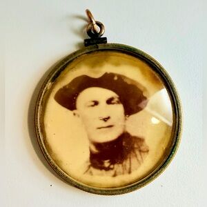 Antique Gold Filled Glass Double Side Photo Locket Pendant